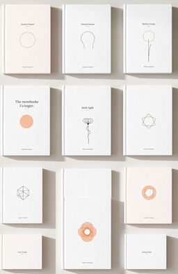 A collection of minimalist book covers featuring simple yet elegant designs