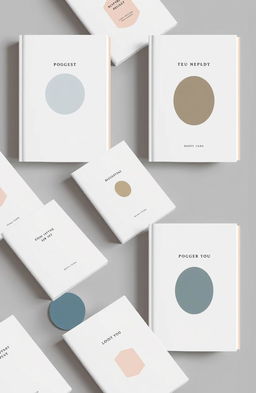 A collection of minimalist book covers featuring simple yet elegant designs