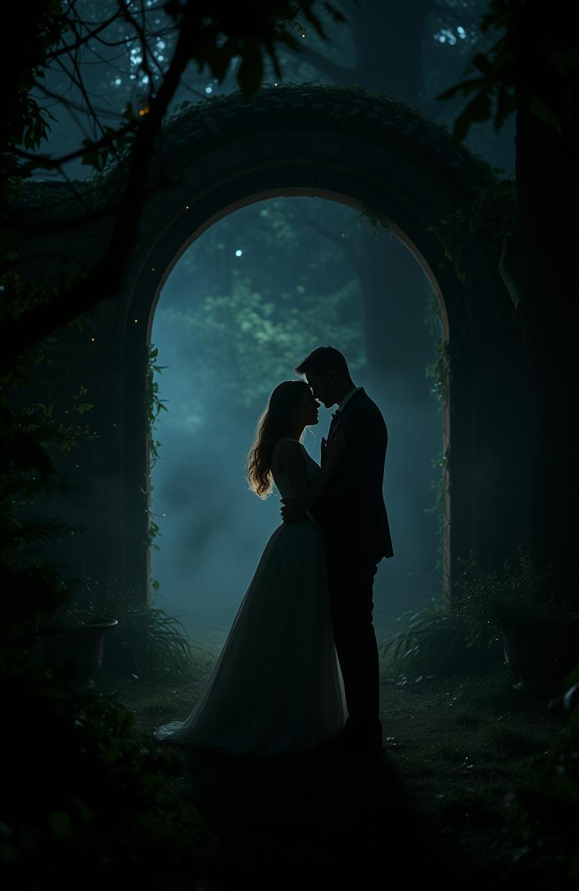 A romantic and mysterious setting that embodies the theme of 'mystery in love'