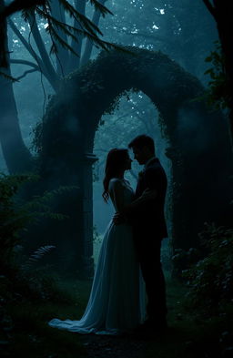 A romantic and mysterious setting that embodies the theme of 'mystery in love'