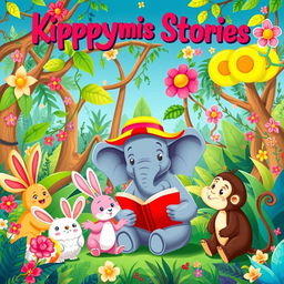 A captivating illustration for children's stories, featuring a cheerful animal kingdom