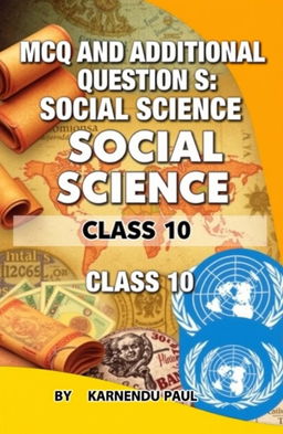 A vibrant A4 book cover featuring the highlighted text "MCQ AND ADDITIONAL QUESTIONS, SOCIAL SCIENCE, CLASS 10, ASSAM" in bold and prominent fonts