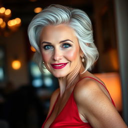 A portrait of a confident and alluring older woman, radiating beauty and charm