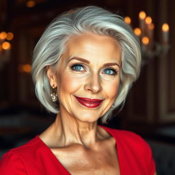 A portrait of a confident and alluring older woman, radiating beauty and charm