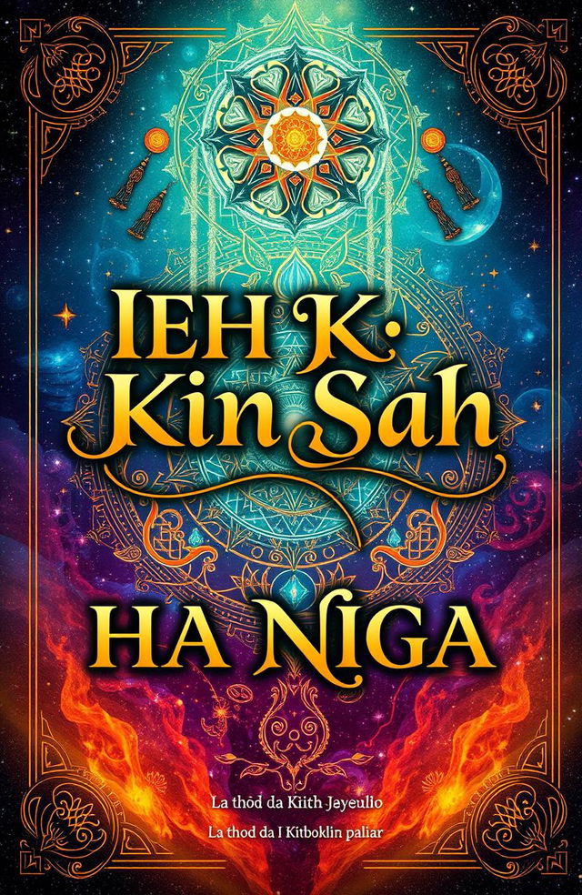 A beautiful, artistic book cover design for a fictional book titled 'IEH KIN SAH TANG HA NGA' by the author La thod da I Kitboklin paliar