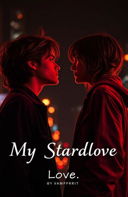 A dark romance scene between two teenagers who are locked in a fierce gaze filled with both hate and passion