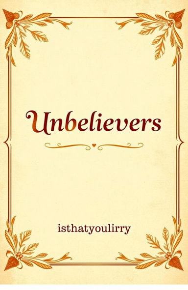 A vintage book cover for a fanfiction story titled 'Unbelievers' by the author 'isthatyoularry'