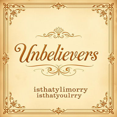 A vintage book cover for an AO3 Larry Stylinson fanfiction titled 'Unbelievers' by the author 'isthatyoularry'