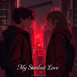 A dark romance scene depicting two teenage characters who embody the classic enemies-to-lovers trope