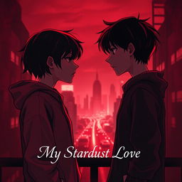 A dark romance scene depicting two teenage characters who embody the classic enemies-to-lovers trope