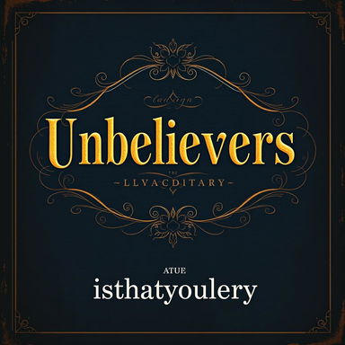 A vintage book cover for an AO3 Larry Stylinson fanfiction titled 'Unbelievers' by the author 'isthatyoularry'