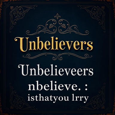 A vintage book cover for an AO3 Larry Stylinson fanfiction titled 'Unbelievers' by the author 'isthatyoularry'
