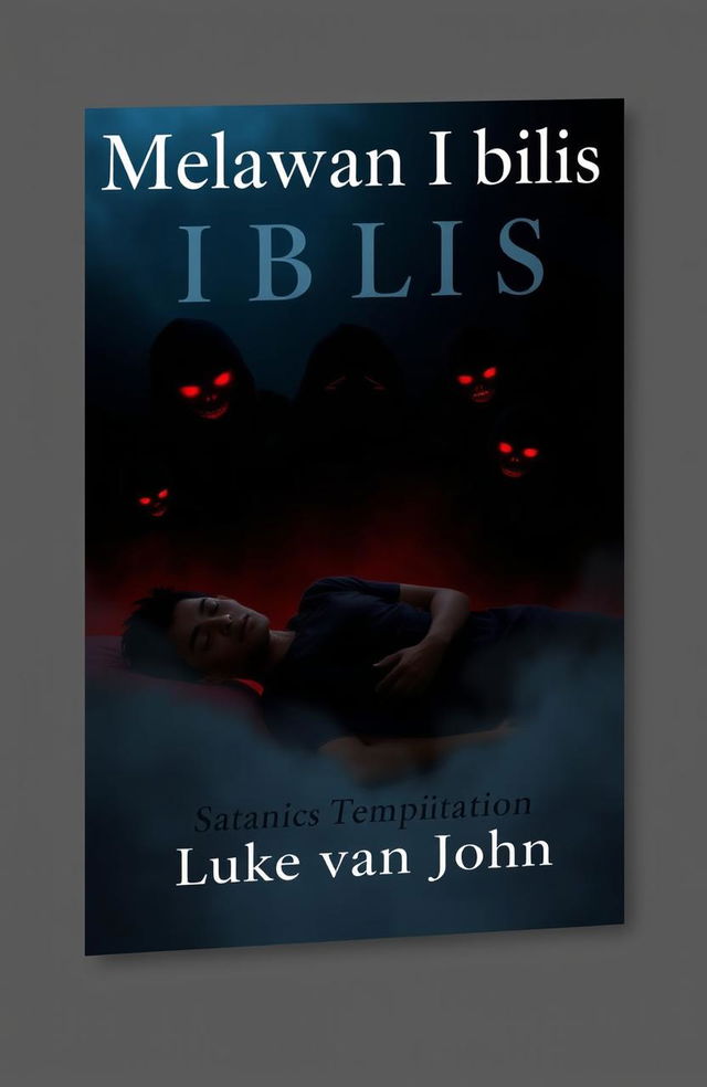 A5 book cover design for a book titled 'Melawan Iblis' written by Luke van John