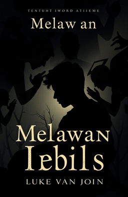 A5 size book cover for a novel titled 'Melawan Iblis' written by Luke van John