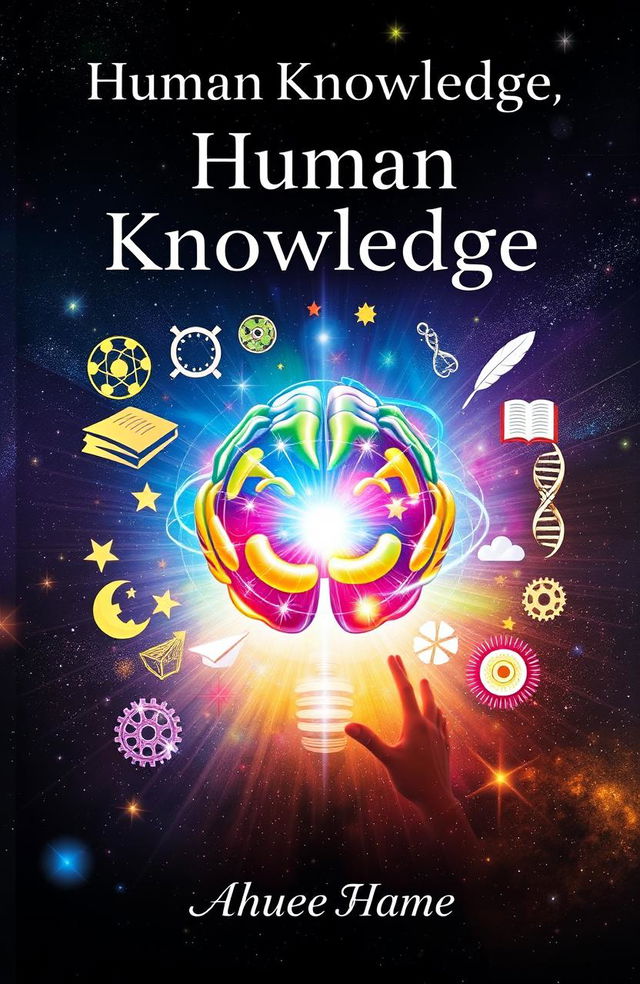 A visually striking book cover that embodies the theme of human knowledge and enlightenment