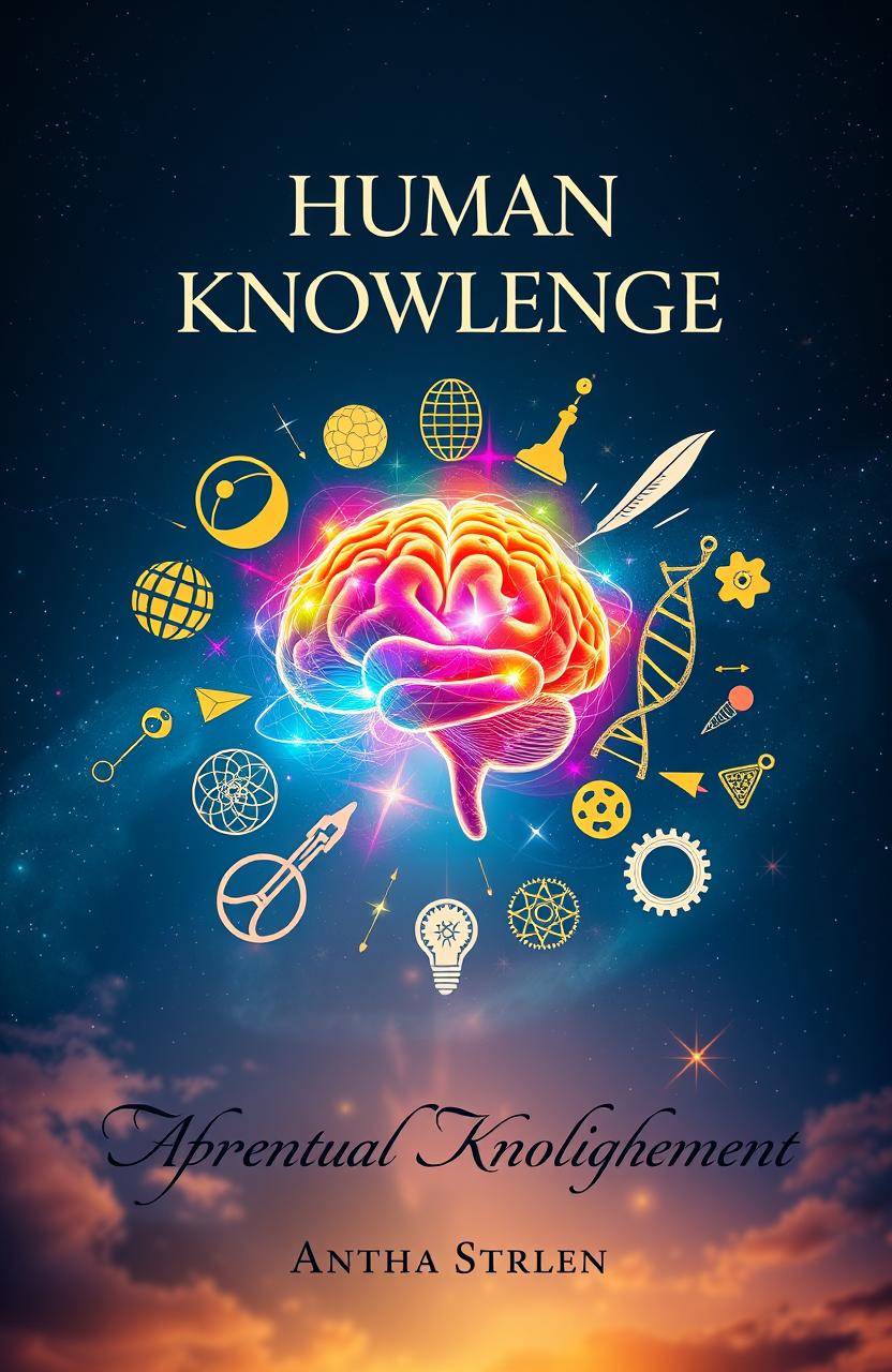 A visually striking book cover that embodies the theme of human knowledge and enlightenment