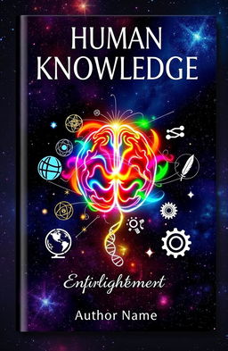 A visually striking book cover that embodies the theme of human knowledge and enlightenment