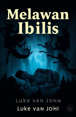 A5 size book cover design for a writer named Luke van John, featuring the title 'Melawan Iblis'