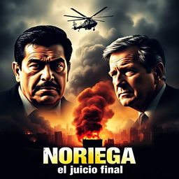 A dramatic movie poster showcasing the faces of Manuel Antonio Noriega, the former dictator of Panama, and George H