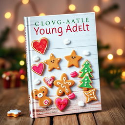A charming young adult-themed book cover featuring an artistic display of gingerbread cookies