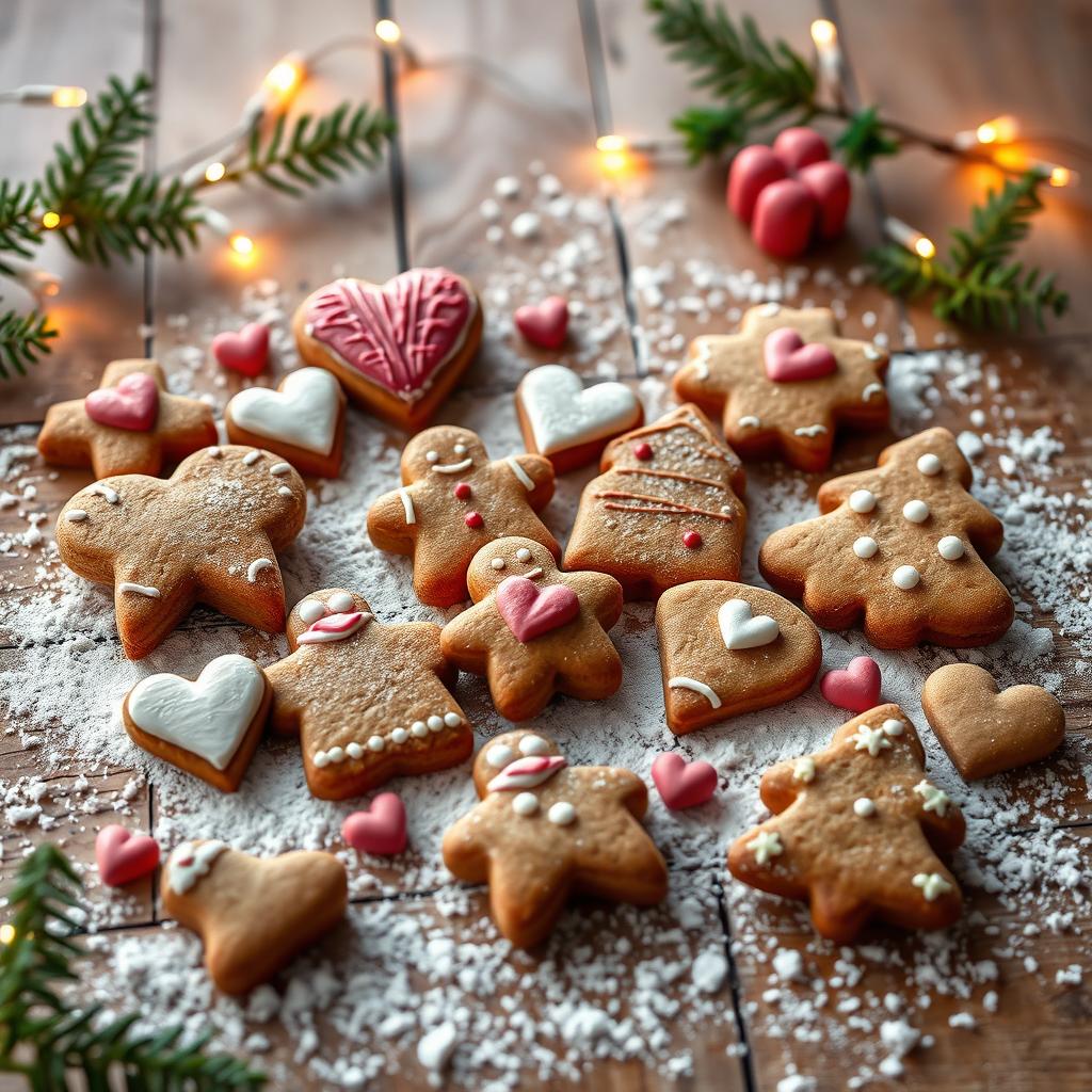 A whimsical young adult-themed book cover that features an artistic display of gingerbread cookies