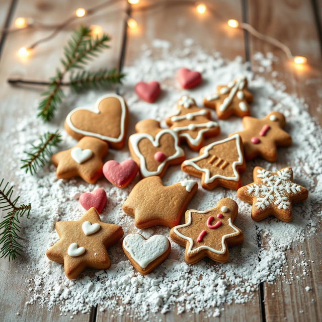 A whimsical young adult-themed book cover that features an artistic display of gingerbread cookies