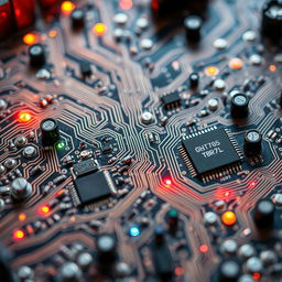 A detailed and artistic representation of an electronic circuit