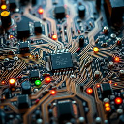 A detailed and artistic representation of an electronic circuit