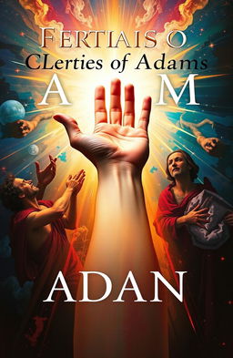 A book cover design inspired by the iconic 'Creation of Adam' painting, featuring a modern twist