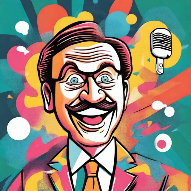 Craft a visually appealing, wordless flyer for a comedy show