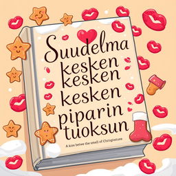A whimsical cartoon-style book cover for the title 'Suudelma kesken piparin tuoksun' (A Kiss Between the Smell of Christmas Cookies), featuring a vibrant, enchanting design reminiscent of fantasy novel aesthetics like 'The Cruel Prince'
