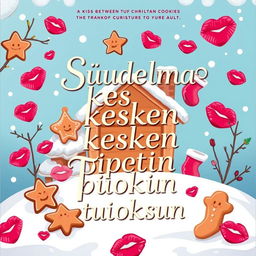 A whimsical cartoon-style book cover for the title 'Suudelma kesken piparin tuoksun' (A Kiss Between the Smell of Christmas Cookies), featuring a vibrant, enchanting design reminiscent of fantasy novel aesthetics like 'The Cruel Prince'