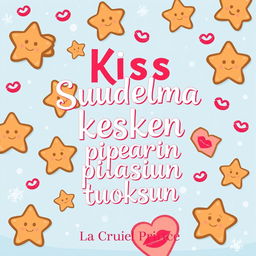 A colorful and playful cartoon-style book cover for the title 'Suudelma kesken piparin tuoksun' (A Kiss Between the Smell of Christmas Cookies), designed to capture the whimsical essence of young adult fantasy