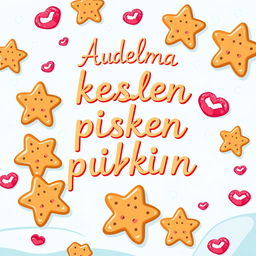 A colorful and playful cartoon-style book cover for the title 'Suudelma kesken piparin tuoksun' (A Kiss Between the Smell of Christmas Cookies), designed to capture the whimsical essence of young adult fantasy