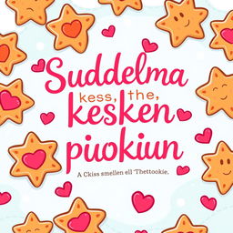 A colorful and playful cartoon-style book cover for the title 'Suudelma kesken piparin tuoksun' (A Kiss Between the Smell of Christmas Cookies), designed to capture the whimsical essence of young adult fantasy