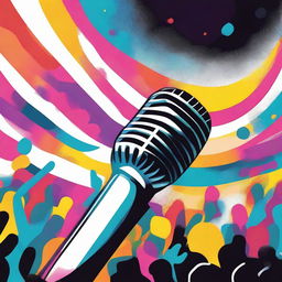 Illustrate a captivating, wordless flyer for a microphone show