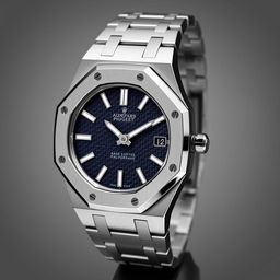 A striking luxury sport watch featuring an octagonal bezel design inspired by the Audemars Piguet Royal Oak