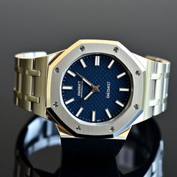 A striking luxury sport watch featuring an octagonal bezel design inspired by the Audemars Piguet Royal Oak