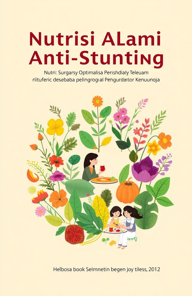 A cover design for an A5 pocket-sized book titled 'Nutrisi Alami Anti-Stunting: Optimalisasi Peran TOGA dalam Pemenuhan Gizi Keluarga'