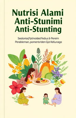 A cover design for an A5 pocket-sized book titled 'Nutrisi Alami Anti-Stunting: Optimalisasi Peran TOGA dalam Pemenuhan Gizi Keluarga'