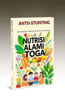 A cover design for an A5 pocket-sized book titled 'Nutrisi Alami Anti-Stunting: Optimalisasi Peran TOGA dalam Pemenuhan Gizi Keluarga'