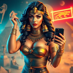 A stunning representation of Cleopatra reimagined as a modern e-girl, exuding confidence and allure