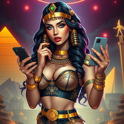 A stunning representation of Cleopatra reimagined as a modern e-girl, exuding confidence and allure