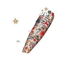A detailed and intricate Cordel style tattoo design