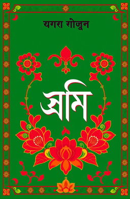 A vibrant and colorful cover page for a Bangla assignment, featuring traditional elements such as the Bangla script elegantly displayed in the center