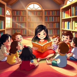A charming Disney-style illustration featuring a young girl named Nina with long black hair, radiating happiness