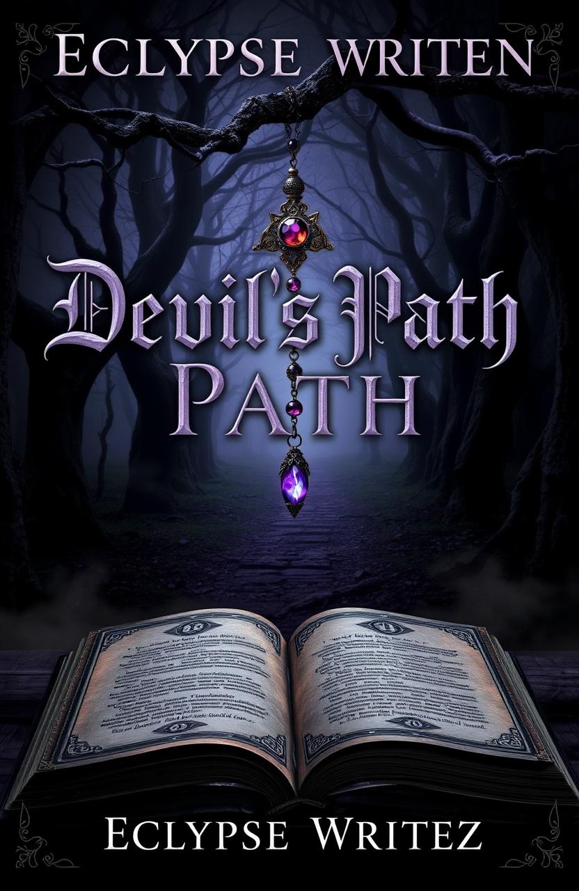 An imaginative and captivating book cover for a fantasy novel titled "The Devil's Path" by Eclypse Writez