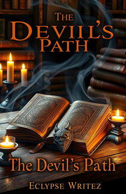 A mystical scene for a fantasy book cover titled 'The Devil's Path' by Eclypse Writez