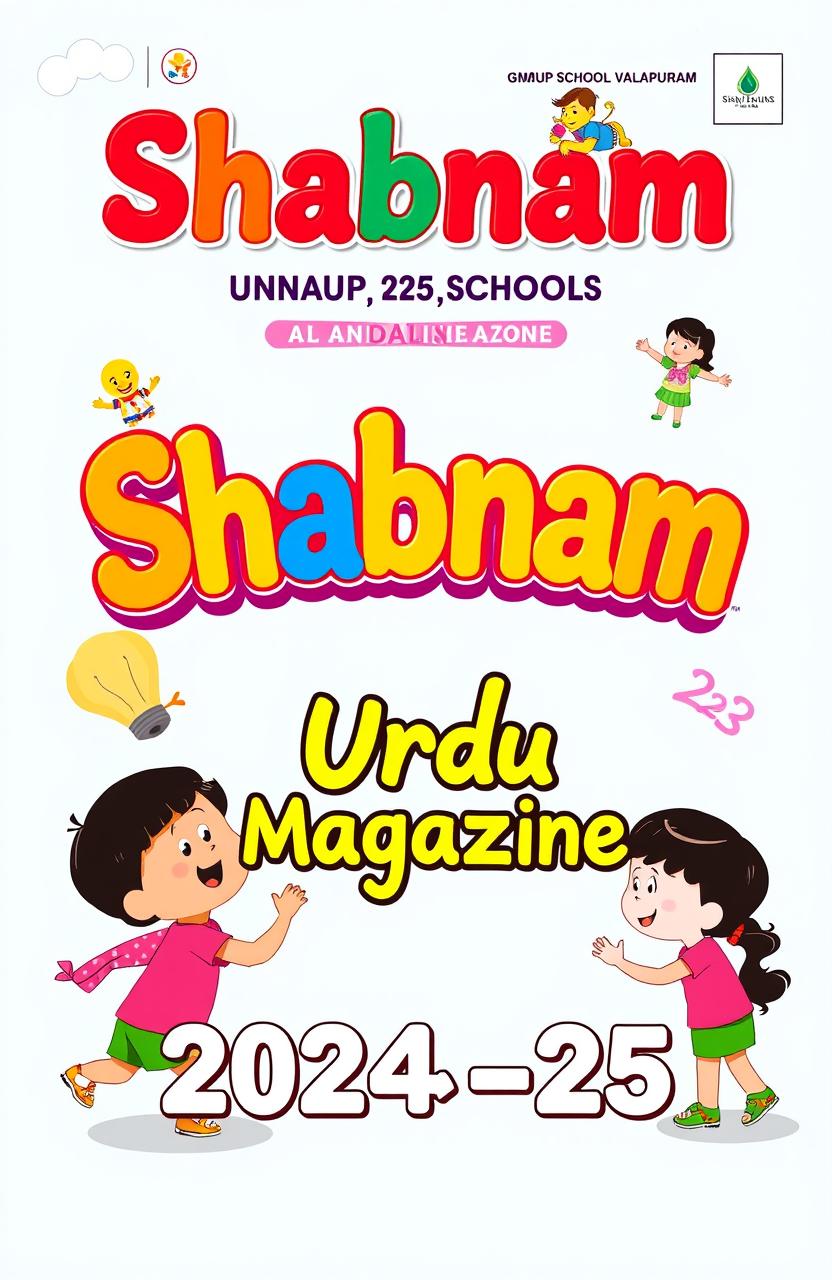 A vibrant and engaging magazine cover for a children's magazine titled 'Shabnam شبنم'