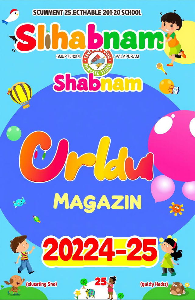 A vibrant and engaging magazine cover for a children's magazine titled 'Shabnam شبنم'